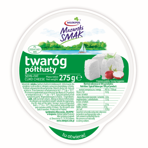 Mazurski Smak semi-fat quark, round shape